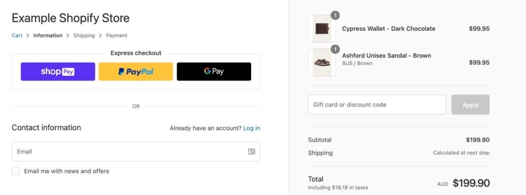 Shopify Checkout Example
